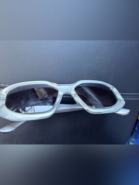 Karl Lagerfeld Silver Frame Black Lens Sunglasses